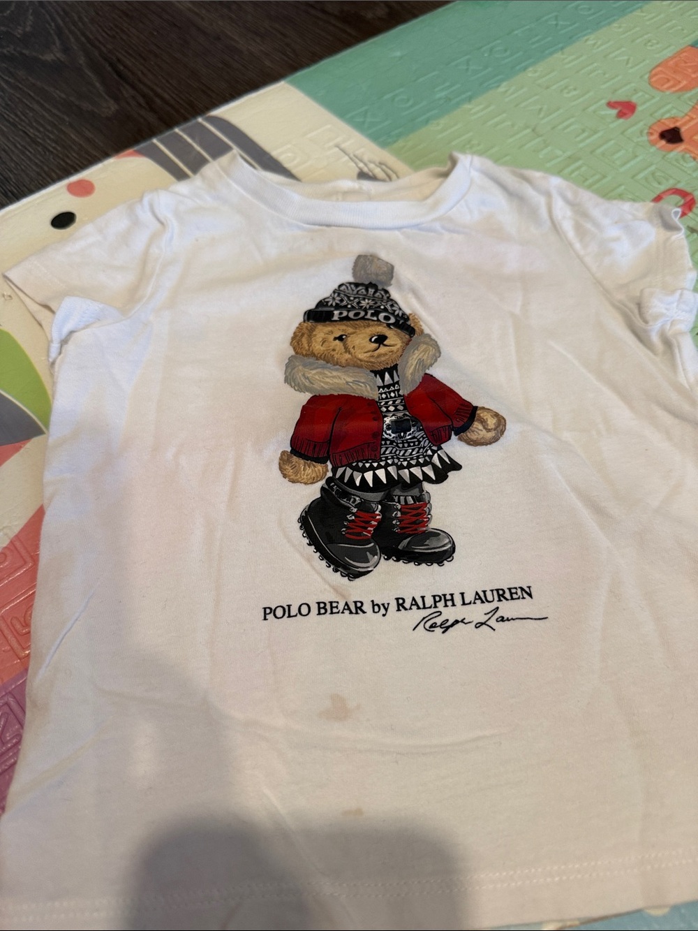 Ralph Lauren White Tee with Polo Bear in Red Jacket